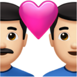 couple with heart: man, man, light skin tone emoji