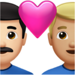 couple with heart: man, man, light skin tone, medium-light skin tone emoji