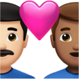 couple with heart: man, man, light skin tone, medium skin tone emoji