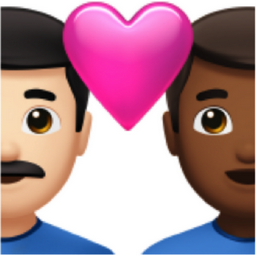 couple with heart: man, man, light skin tone, medium-dark skin tone emoji