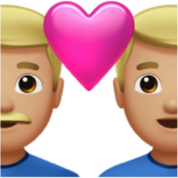 couple with heart: man, man, medium-light skin tone emoji