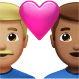 couple with heart: man, man, medium-light skin tone, medium skin tone emoji