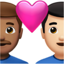 couple with heart: man, man, medium skin tone, light skin tone emoji