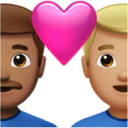 couple with heart: man, man, medium skin tone, medium-light skin tone emoji