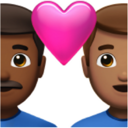 couple with heart: man, man, medium-dark skin tone, medium skin tone emoji