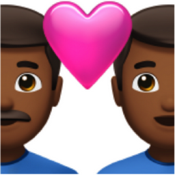 couple with heart: man, man, medium-dark skin tone emoji