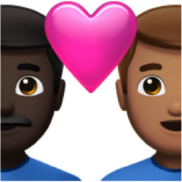 couple with heart: man, man, dark skin tone, medium skin tone emoji