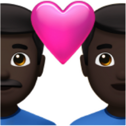 couple with heart: man, man, dark skin tone emoji