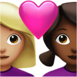 couple with heart: woman, woman, medium-light skin tone, medium-dark skin tone emoji