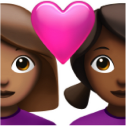 couple with heart: woman, woman, medium skin tone, medium-dark skin tone emoji