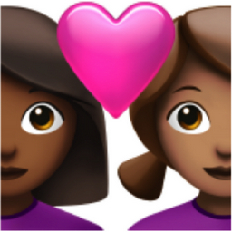 couple with heart: woman, woman, medium-dark skin tone, medium skin tone emoji