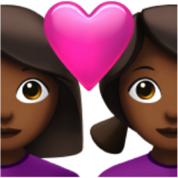 couple with heart: woman, woman, medium-dark skin tone emoji