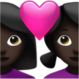 couple with heart: woman, woman, dark skin tone emoji