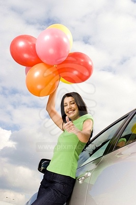 Young Woman by Car