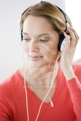 Young Woman Listening Music picture