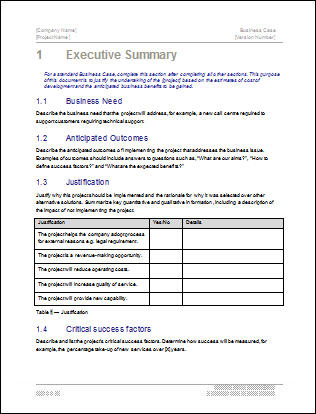 Additional product image for Business Case Template in Software Templates Software