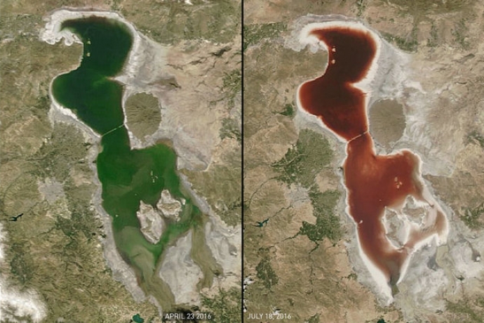 Imagem de capa - Lago no Irã fica vermelho como sangue