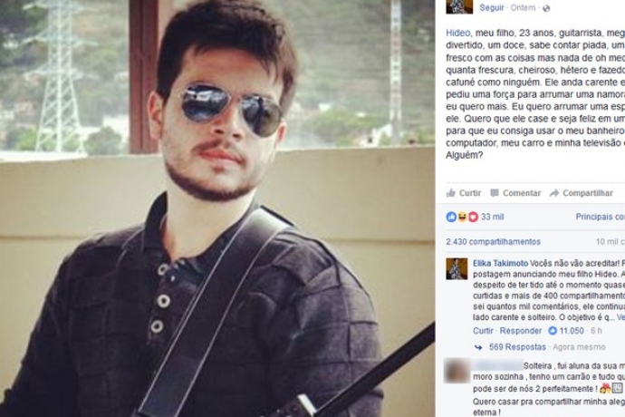 Imagem de capa - Mãe anuncia filho em rede social para livrá-lo da solteirice