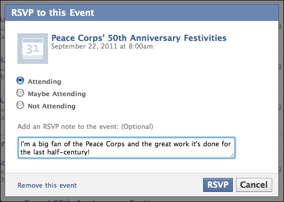 sample Facebook event page