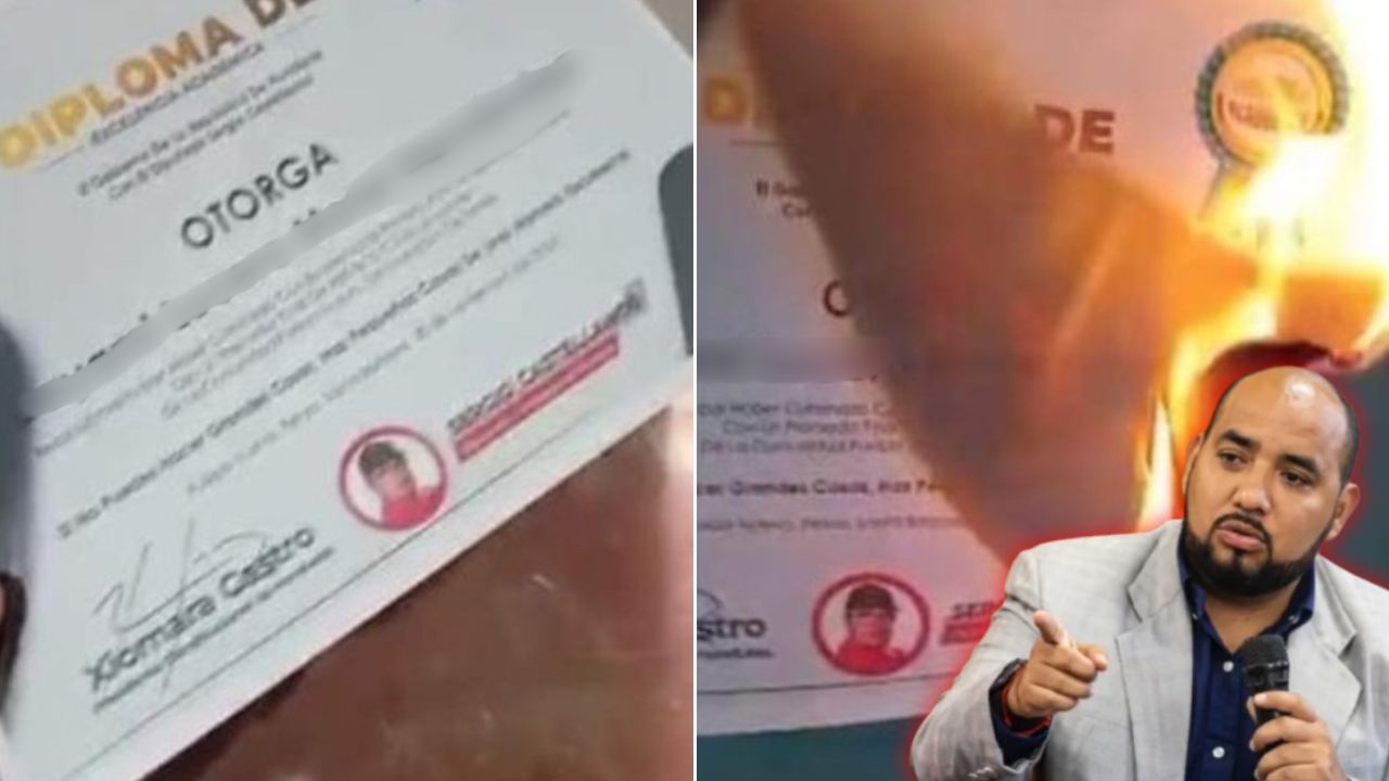 El diploma entregado a una menor con excelencia académica tenía la cara del diputado Sergio Castellanos, por lo que su padre lo quemó. Así reaccionó Daniel Esponda. 