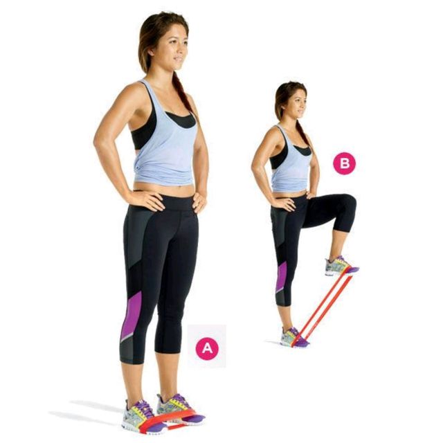 Band Resisted High Knees Exercise Howto Workout Trainer by Skimble