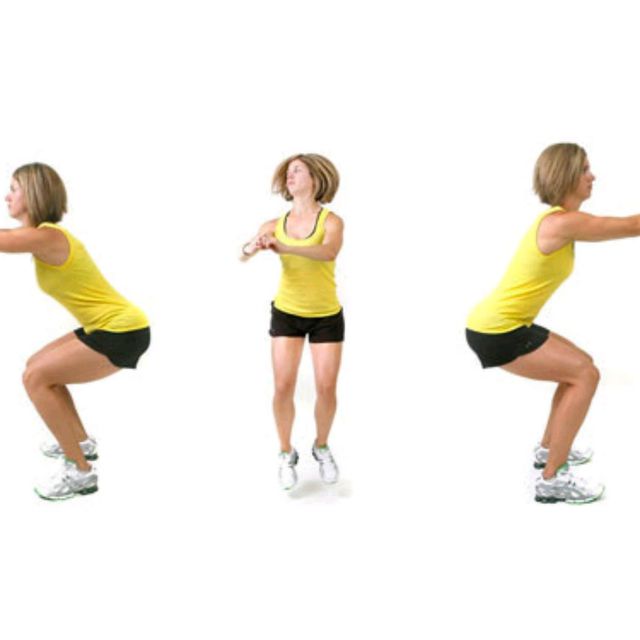 Rotating Squat Jump Exercise Howto Workout Trainer by Skimble