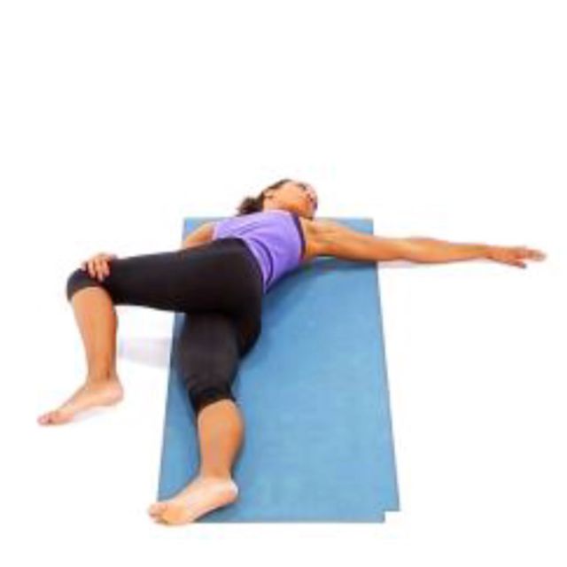 Lying Spinal Twist [Left] Exercise Howto Workout Trainer by Skimble