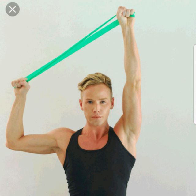Overhead Band Stretch Exercise Howto Workout Trainer by Skimble