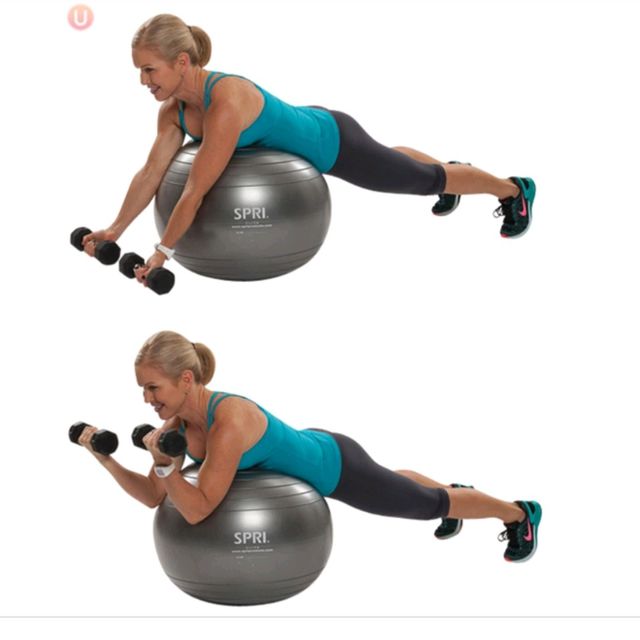 Biceps curl pilates ball Exercise Howto Workout Trainer by Skimble