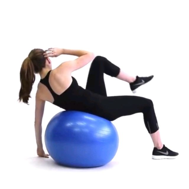 Cross Crunches. Ball Exercise Howto Workout Trainer by Skimble