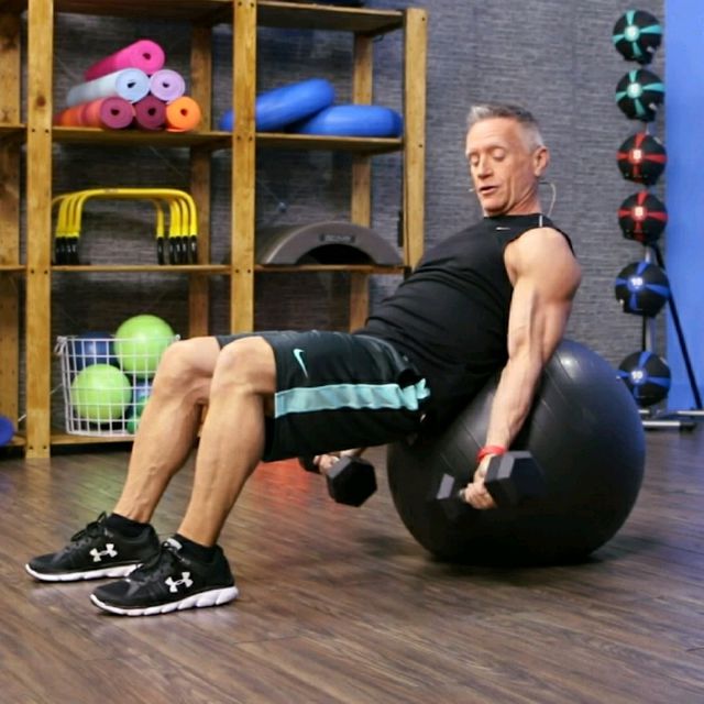 Incline Bicep Curl on Stability Ball Exercise Howto Workout
