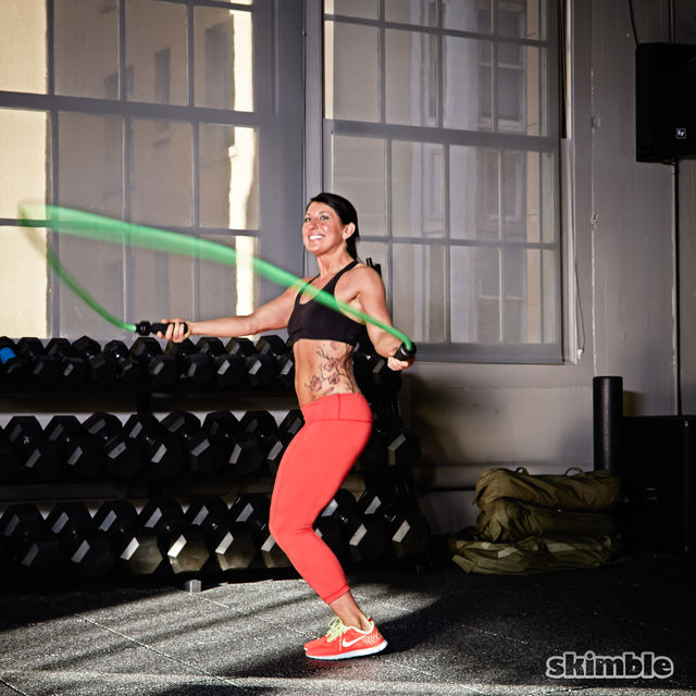Side Jump Rope Exercise Howto Workout Trainer by Skimble