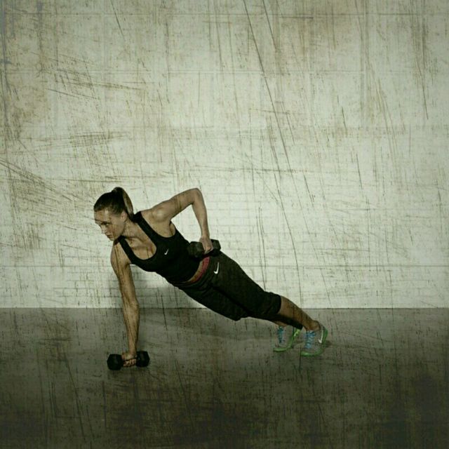 High Plank Row Shoulder Press Exercise Howto Workout