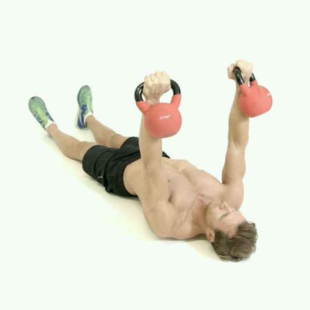 Kettlebell Chest Presses Exercise Howto Workout Trainer by Skimble