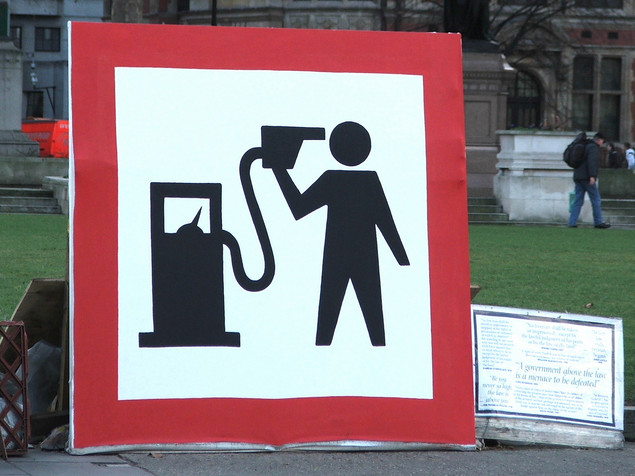 Caption: sign in London outside Parliment house, Credit: http://www.nowpublic.com