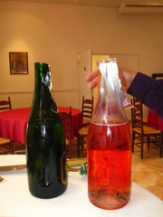 Caption: Champagne Bottles Post-Sabrage, Credit: Jane Alexander