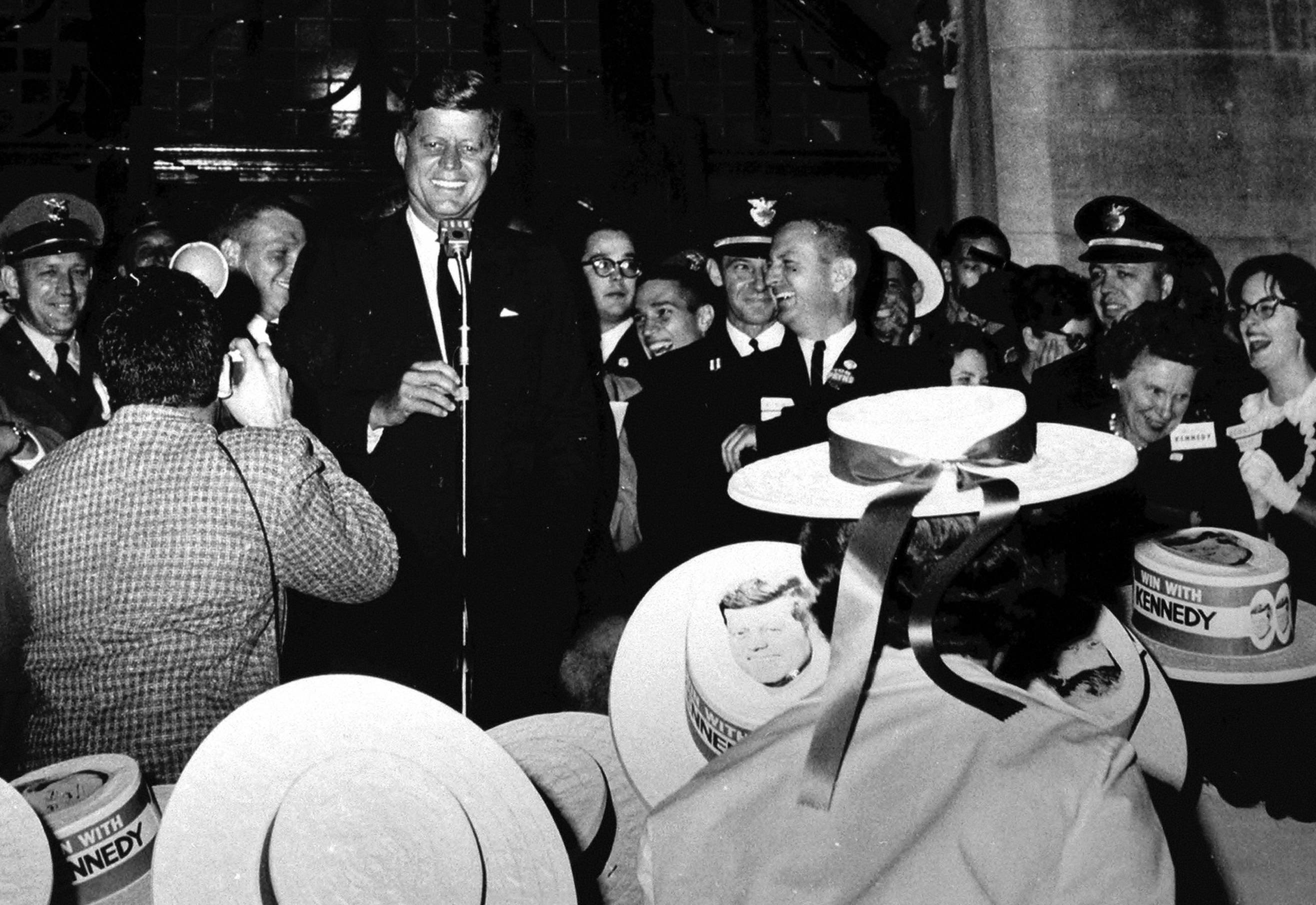 Caption: Kennedy challenging university students to serve the Third World., Credit: University of Michigan