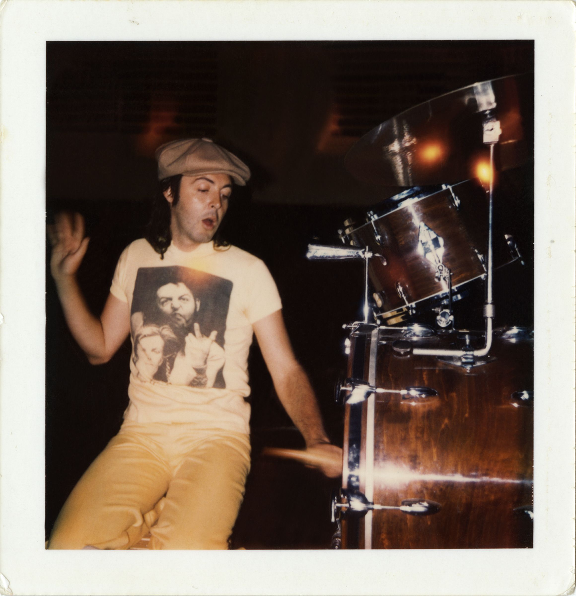 Caption: Paul McCartney records drums, Credit: Linda McCartney