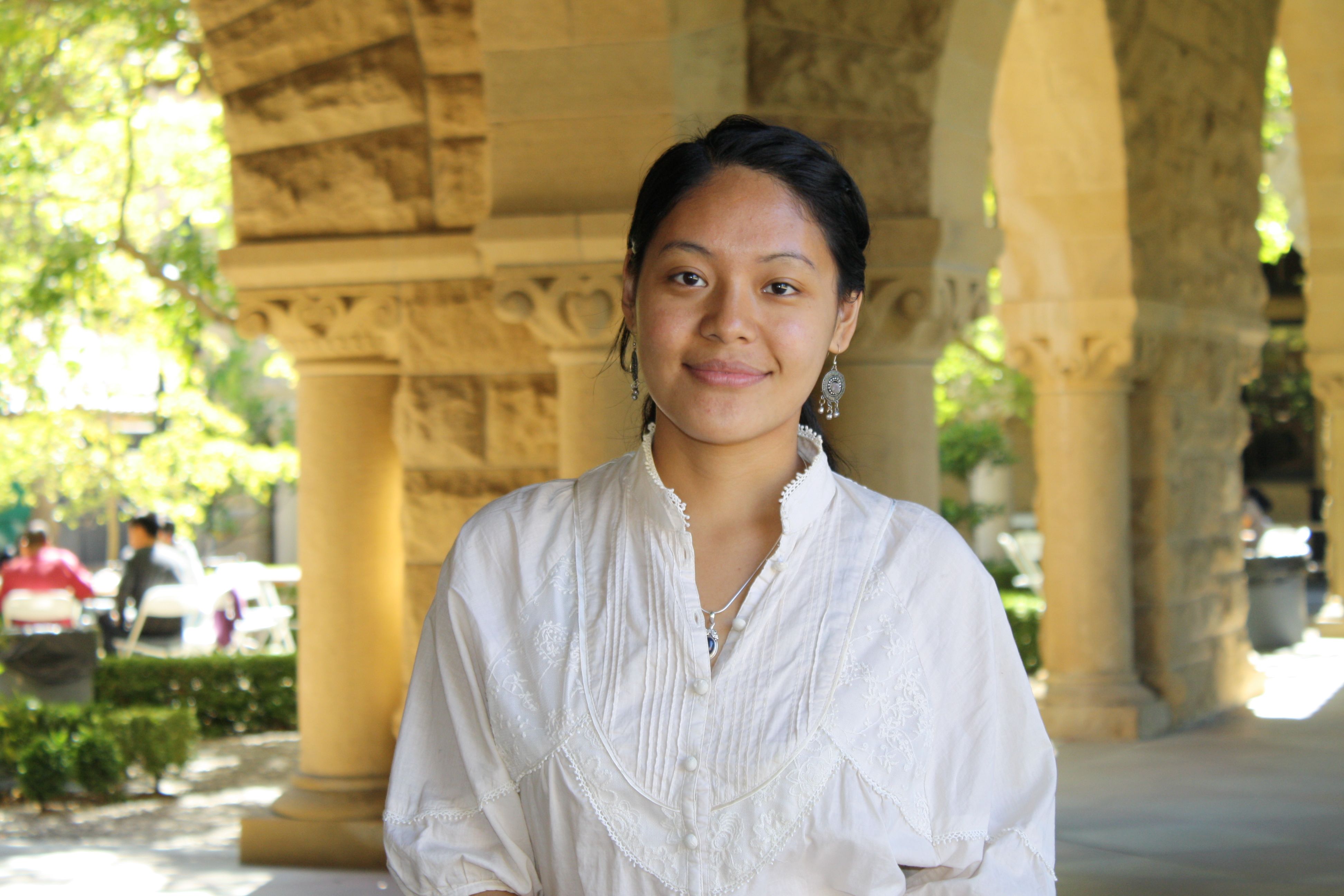 Caption: Tenzin Seldon, a Tibetan student from Stanford who created a class in critical thinking for Tibetan Students