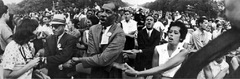 Caption: Julian Bond (right) at the March on Washington for Freedom and Jobs, with other members of the Student Nonviolent Coordinating Committee., Credit: Julian Bond