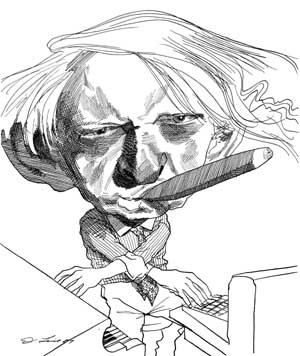 Caption: Anthony Burgess by David Levine, from The New York Review of Books