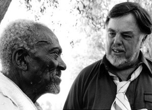 Caption: Alan Lomax with unidentified man. [Library of Congress photo]