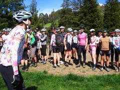 Caption: Extreme cyclists gather before the race, Credit: Dara Kerr