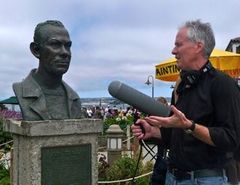 Caption: Producer John Biewen queries the author in Monterey, Cal., Credit: Diana Garcia