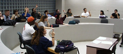 Caption: The secret behind Gallaudet's circular classrooms lies in something called "visual attention.", Credit: Gallaudet University