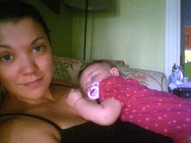Caption: Kate at her "battle station," with Adelle at 4 months, Credit: Kate Bowman-Johnston