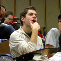 Caption: College students in a Maryland science class. Some professors are abandoning the traditional lecture because research suggests it's not very effective, but lecture classes are still common. , Credit: Emily Hanford