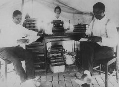 Caption: John Franklin's grandfather, B.C. Franklin (right), practiced law out of a tent after the riot. , Credit: Image courtesy the Beryl Ford Collection at the Tulsa City-County library