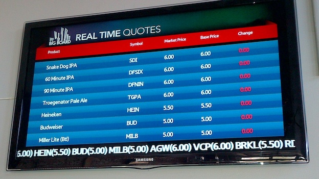 Caption: The Big Board offers a stock exchange... for beer., Credit: agencyQ
