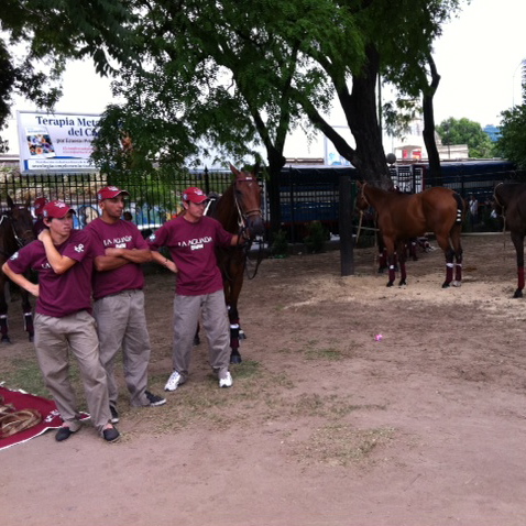 Caption: Ponys and their men